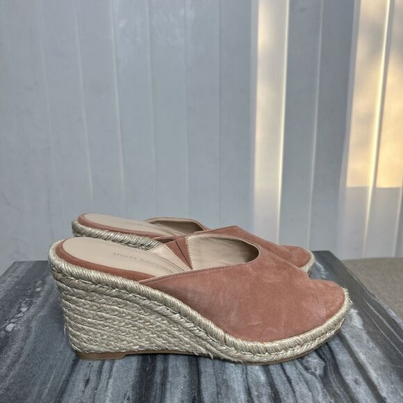 Stuart Weitzman Wedges Espadrille Sandals Suede Dusted Rose Color Size 8 - Picture 4 of 8